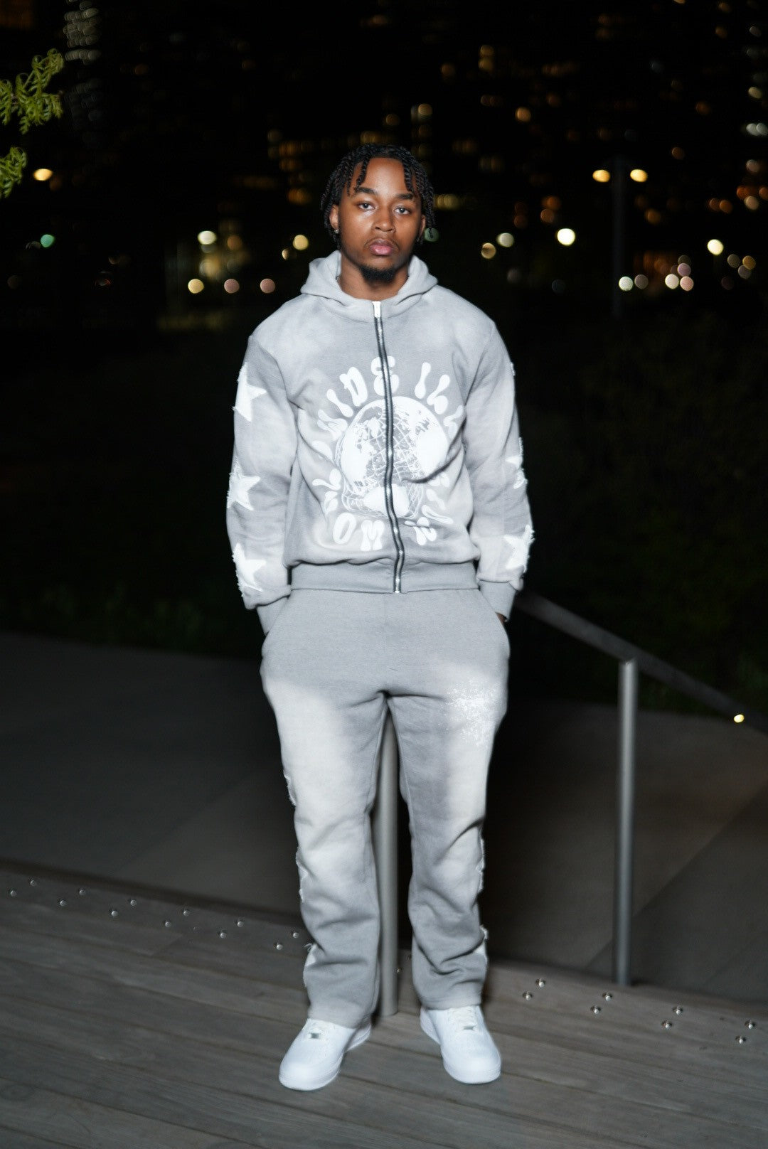 Grey Starlight Zip-Up Hoodie