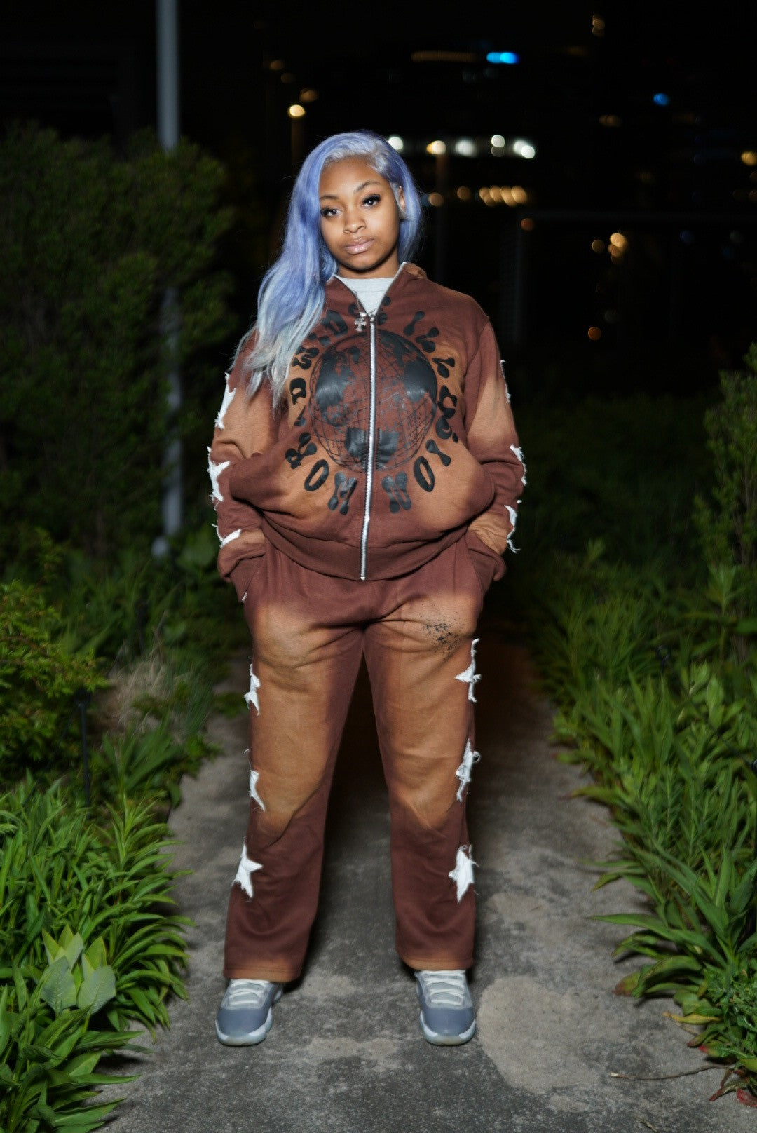 Brown Starlight Zip-Up Hoodie