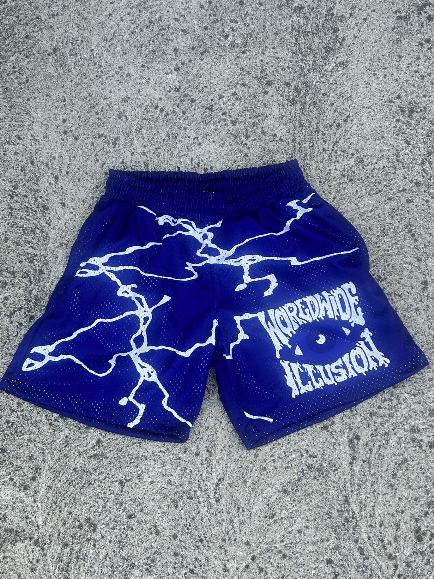 Navy Blue Lightning Mesh Shorts v2