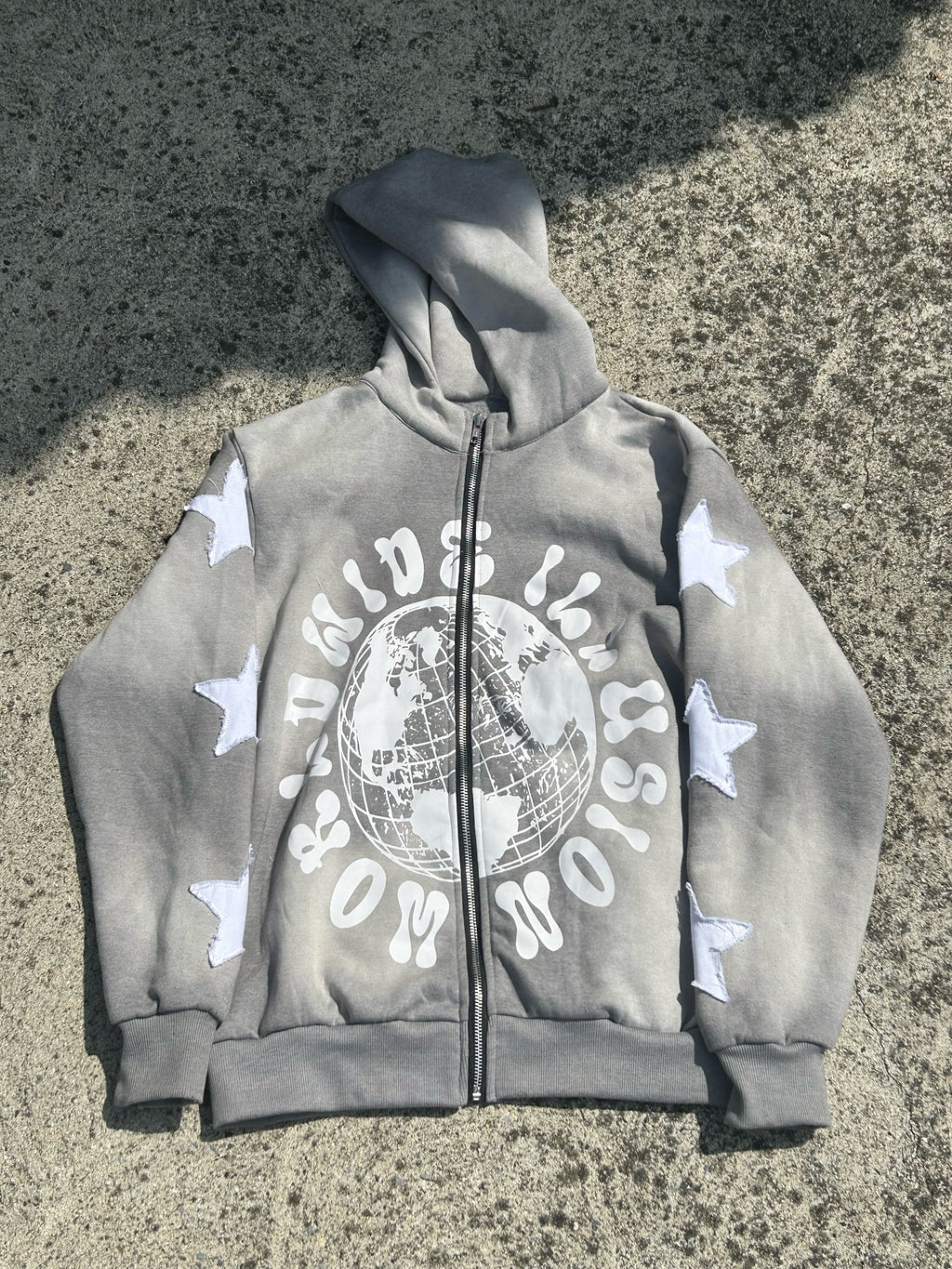 Grey Starlight Zip-Up Hoodie